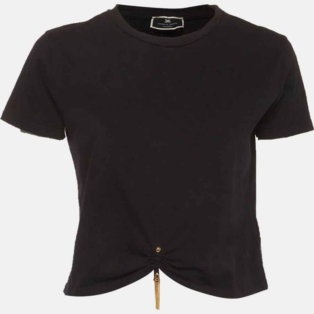 Elisabetta Franchi Black Jersey Crewneck Top M